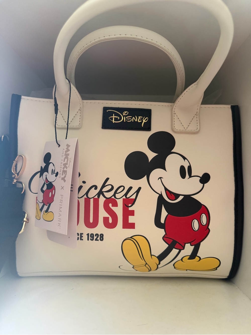 Disney Mickey Mouse Cream Satchel with Red & Yellow Accents